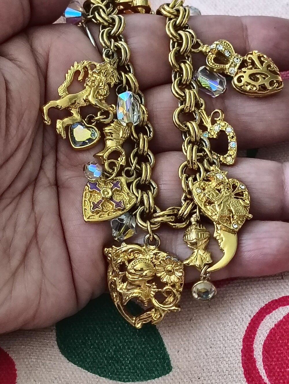 Stunning Vintage Kirks Folly ' Legend Of The Heart' Charm Bracelet. Retired.